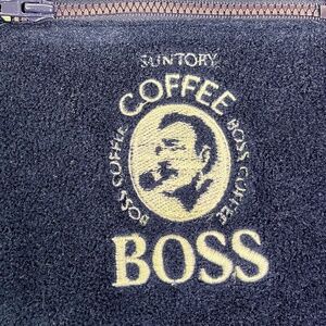 Vintage Japanese Suntory Boss Coffee Fleece Jacket Blue